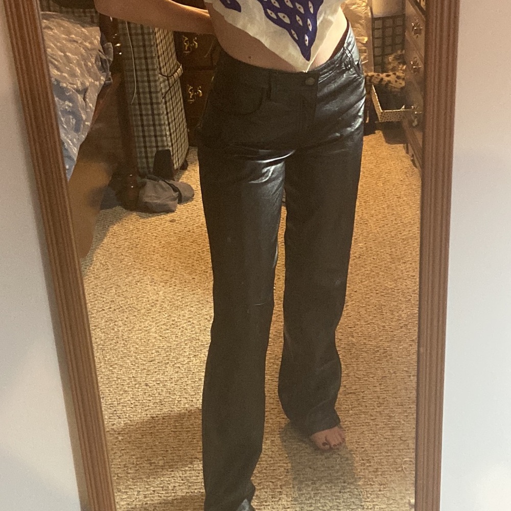 Armani Exchange Leather Pants Wide Leg. Sz 2